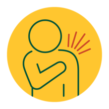 Graphic of someone dealing with shoulder pain.